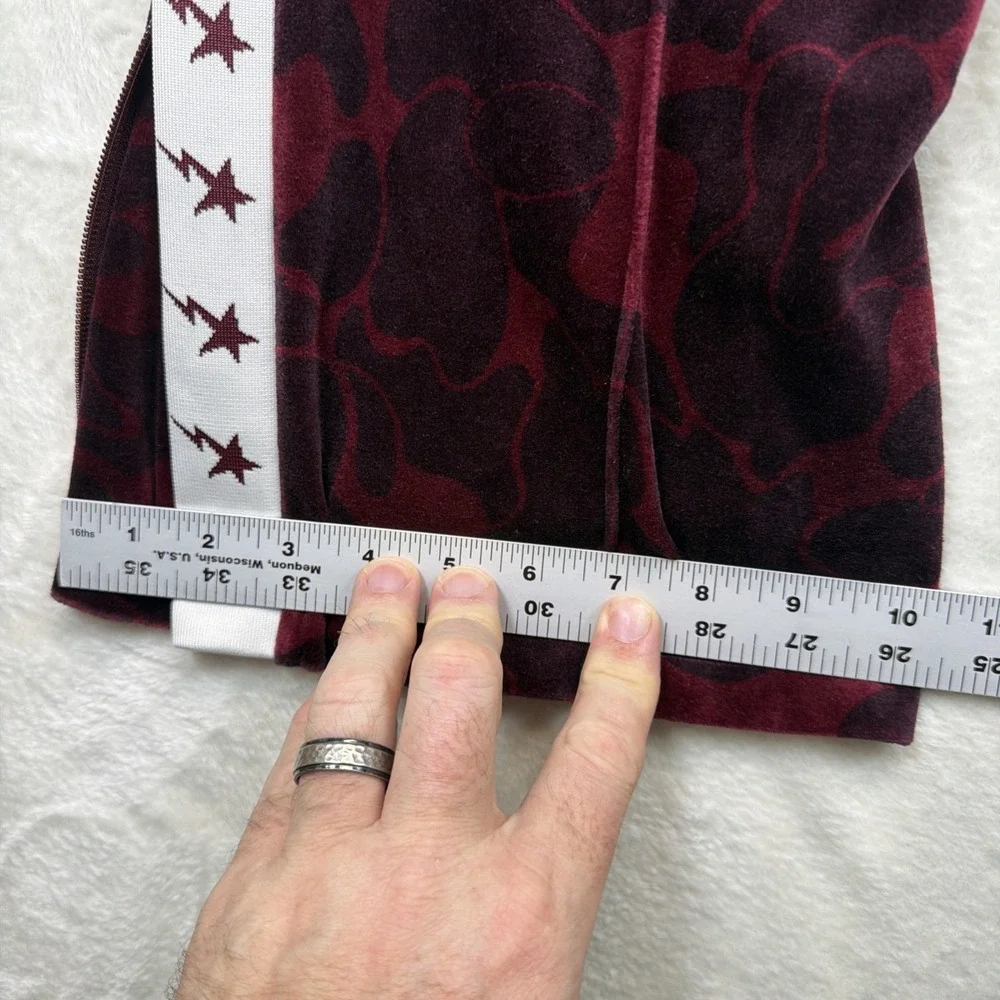 A Bathing Ape BAPE Solid Camo One Point Velour Track‎ Pants Mens Large NWT